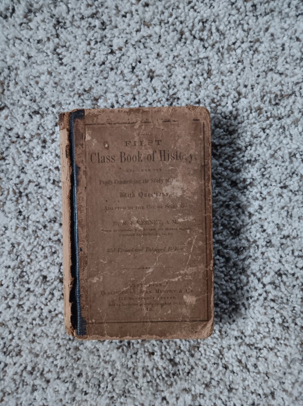 1871 First Class Book of History M J Kearney Antique Children's Textbook